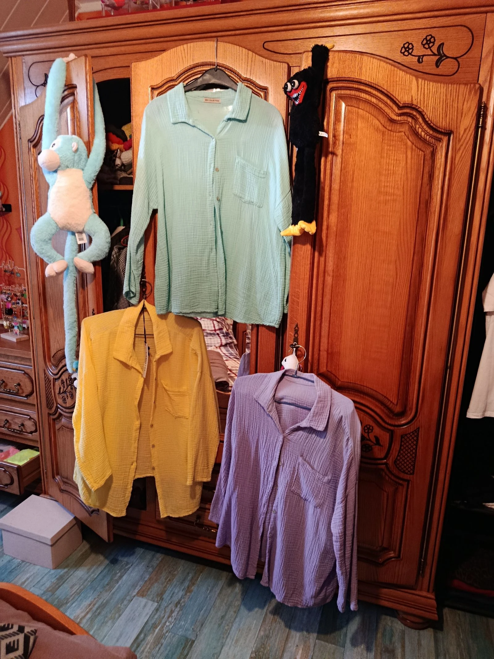 Lot de 3 chemises en gaz de coton 